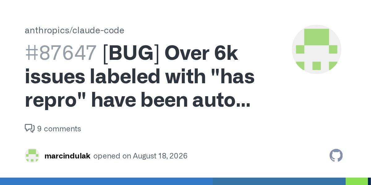 Claude Code Over 6k issues labeled with has repro have been auto-closed