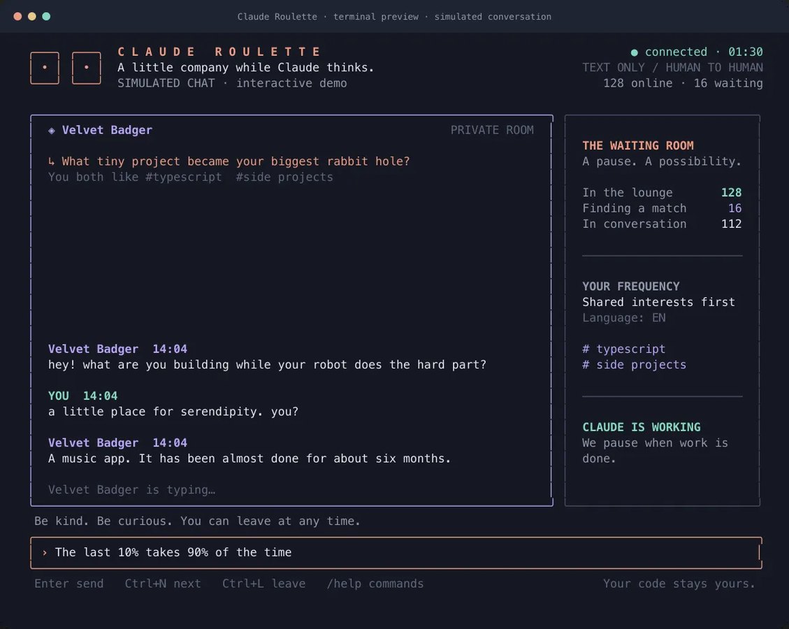 Claude Roulette – chat with strangers while you slop