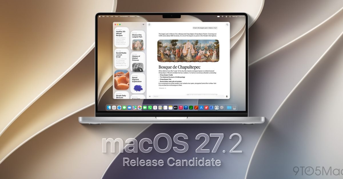 First Release Candidate for macOS 27.2 Golden Gate now available