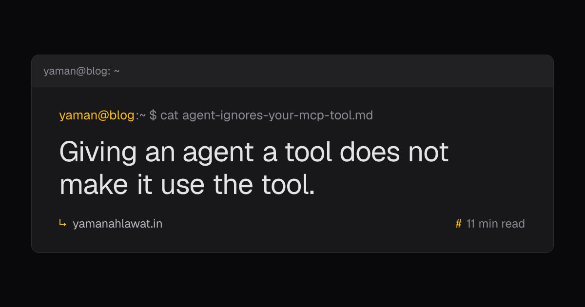 Giving an agent a tool does not make it use the tool