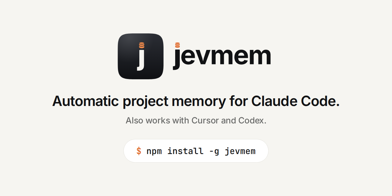 Jevmem – automatic project memory for Claude Code, built on Jev