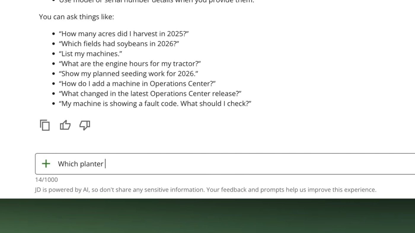 John Deere launched an AI chatbot for farmers