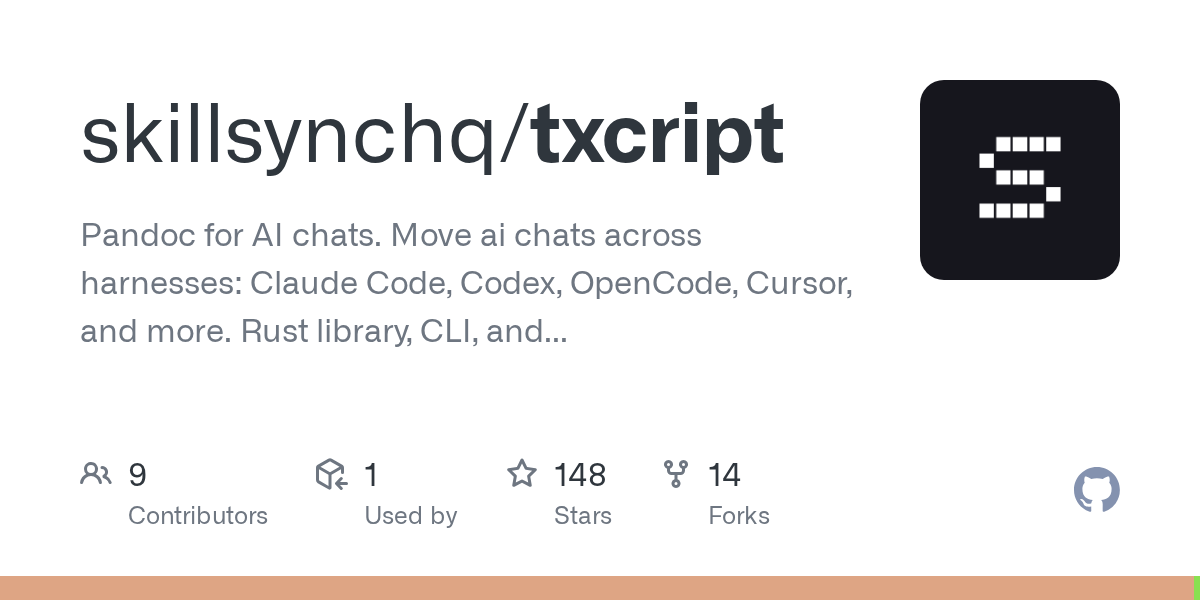 Move AI chats across harnesses: Claude Code, Codex, OpenCode, Cursor