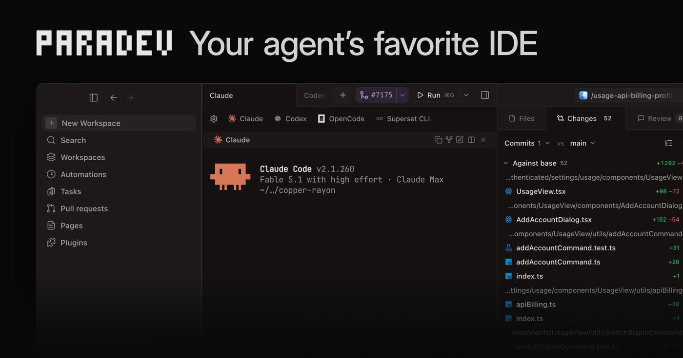 Paradev: One workspace for Claude Code, Codex, and any coding agent