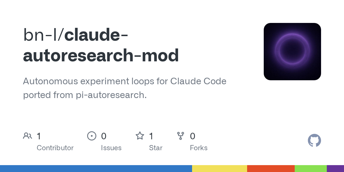 Pi-autoresearch ported to Claude Code 1:1 using the new mods API