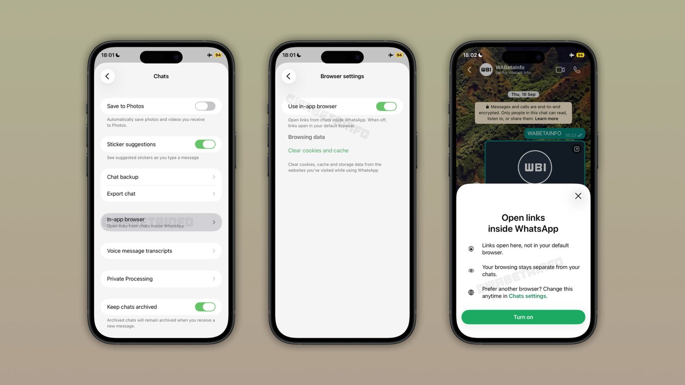 WhatsApp is testing an in-app browser for chats on iOS