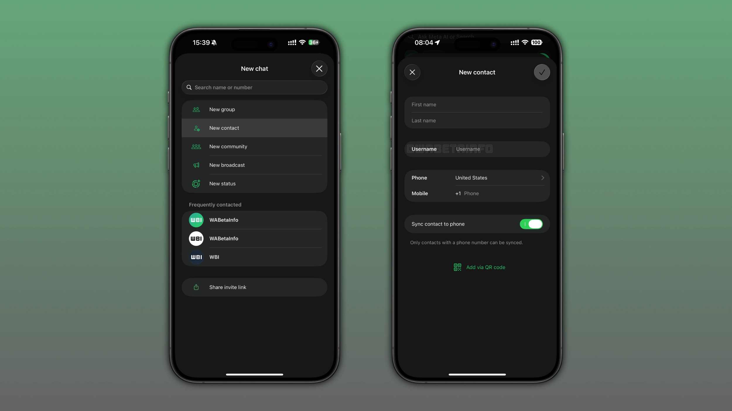 WhatsApp launches a username field for new contacts