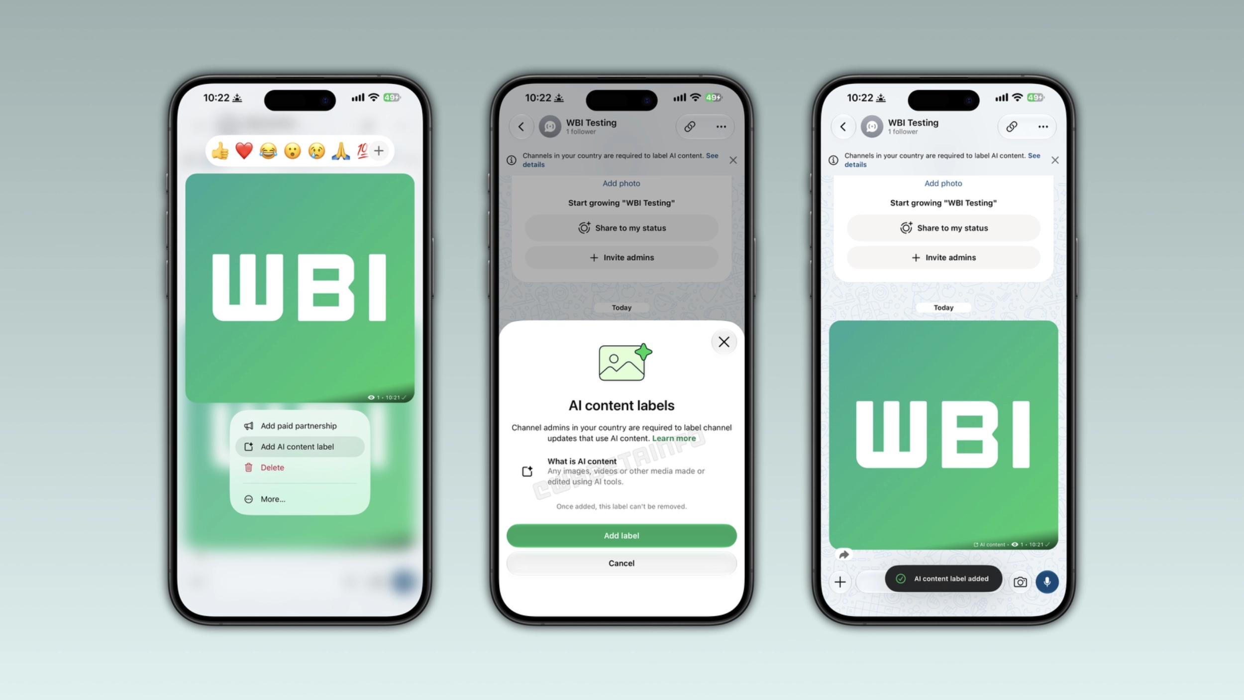 WhatsApp launches AI content label for channels on iOS