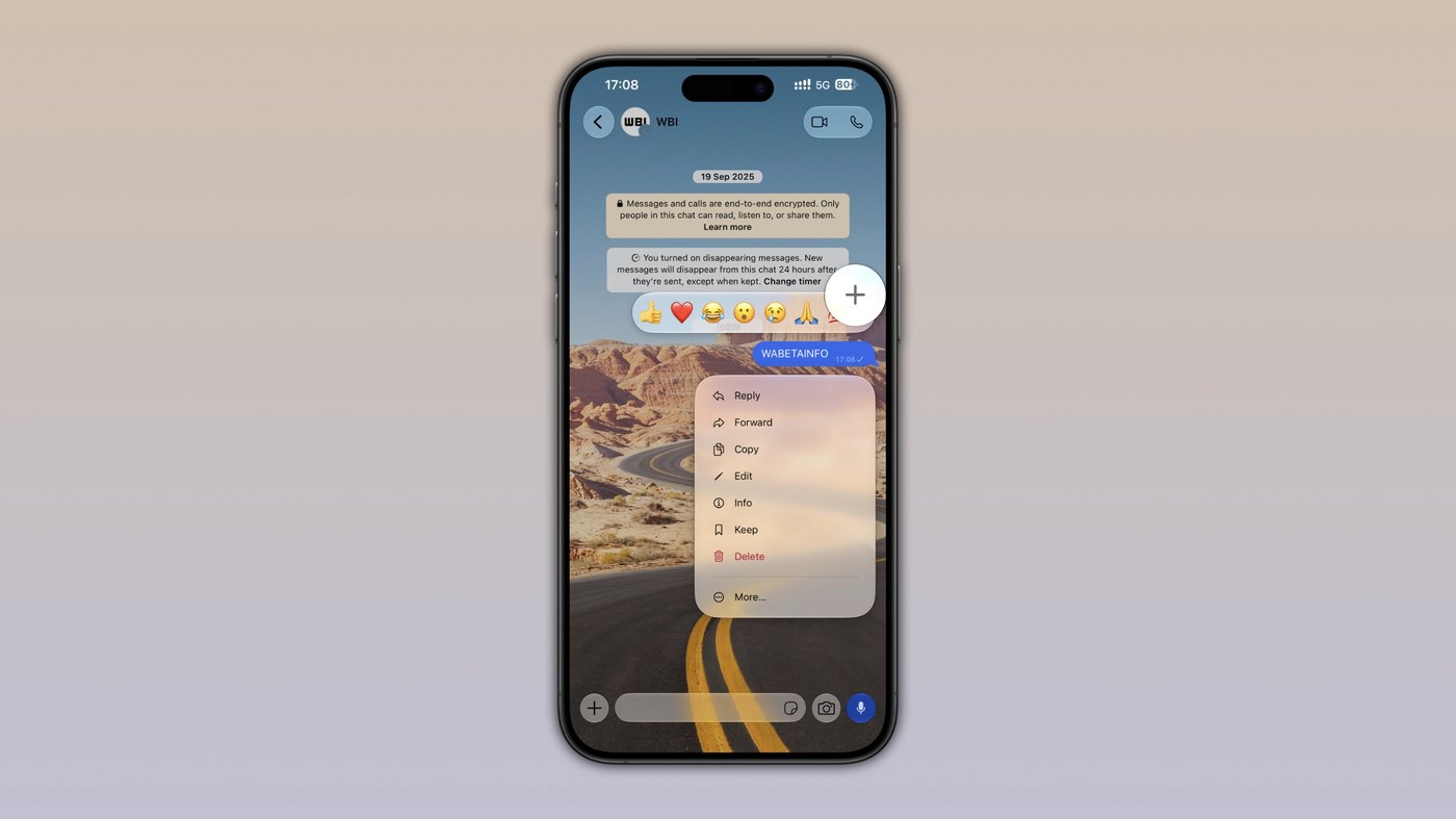 WhatsApp launches message menu compatible with Liquid Glass