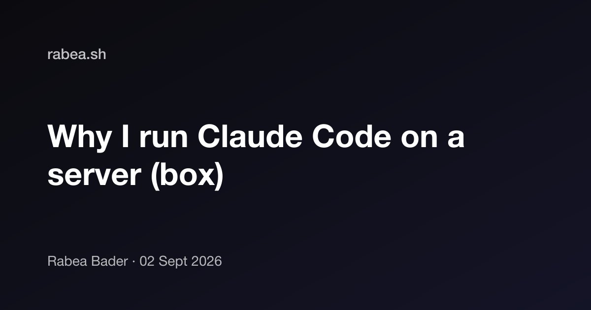 Why I run Claude on a remote server: Points: 1 # Comments: 0